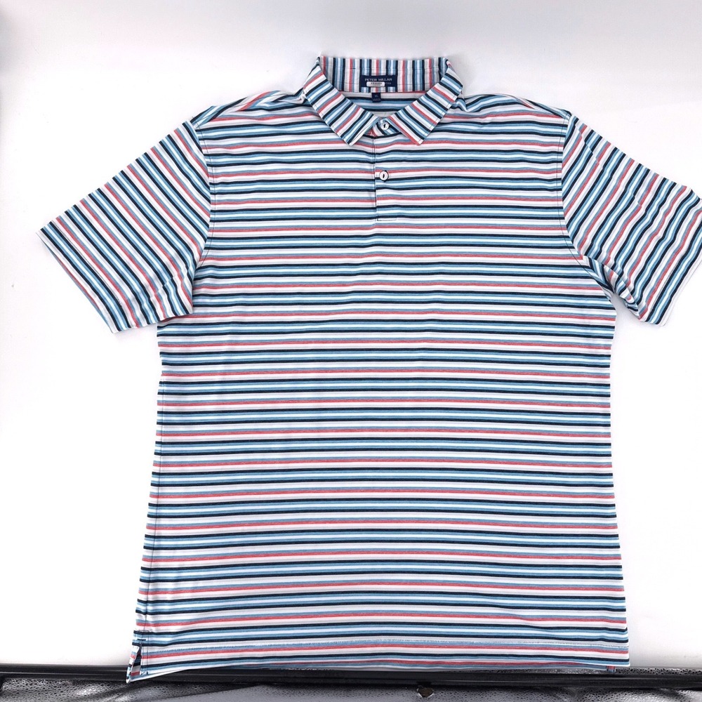 Peter Millar (Blue/Red/White) Striped Polo Shirt Mens XL